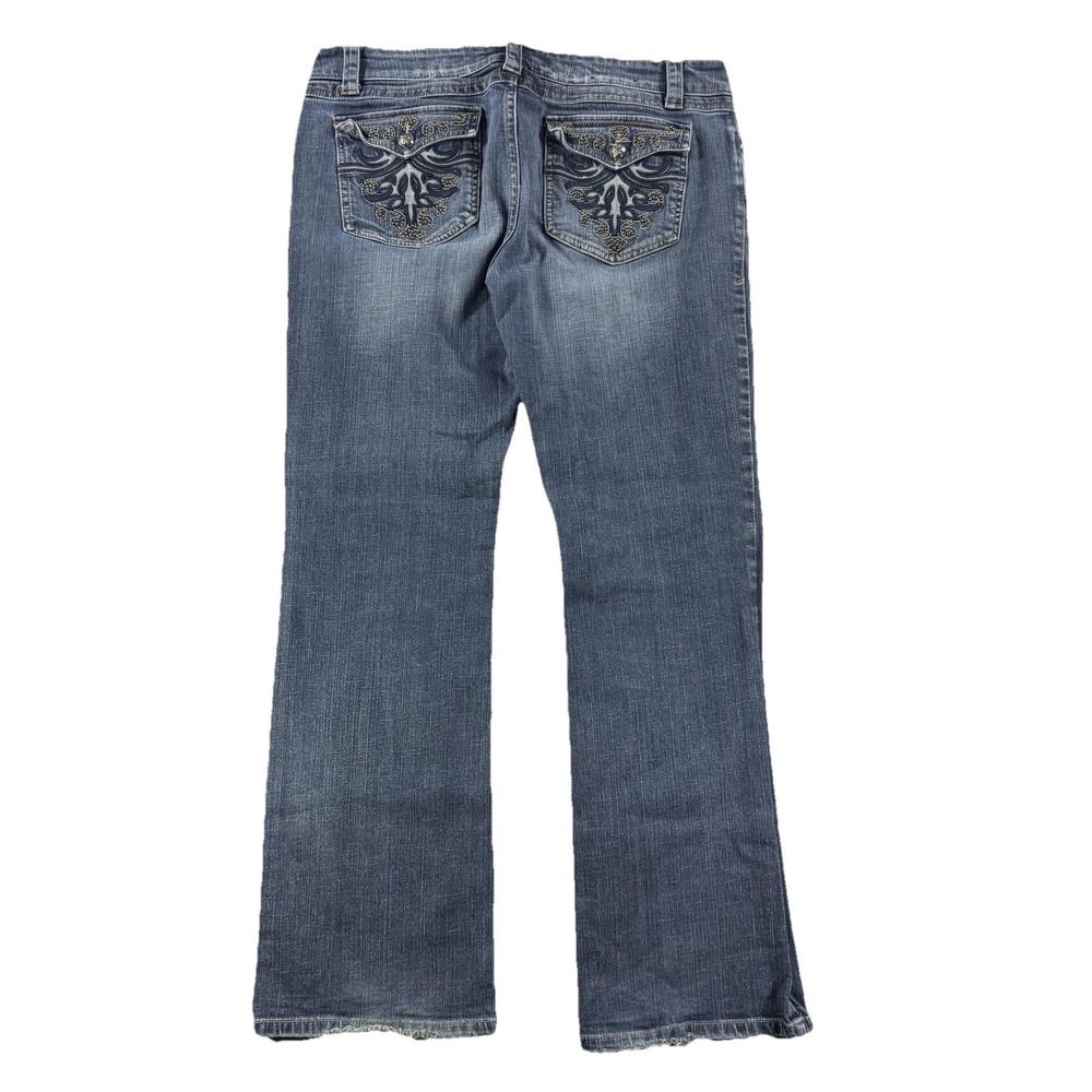Harley-Davidson Jeans Womens 12 Blue Med Wash Low Rise Straight Rhinestone Denim